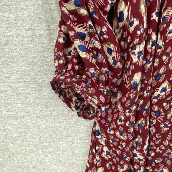 Umgee Dress Womens 1XL Burgandy Wine Baby Doll Long Sleeve Short Boho Chic - Picture 7 of 12